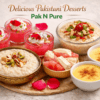 Pakistani desserts platter by Pak N Pure – Rice Pudding, Rose Water Waal, Labeshiri & Custard www.paknpure.com