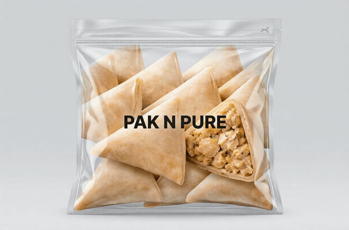 Malai Boti samosas by Pak N Pure – creamy chicken filling with crispy layer fresh snacks www.paknpure.com