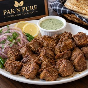 Delicious Beef Boneless Bihari Boti made with tender beef, traditional Bihari spices, and flavorful marination from www.paknpure.com.