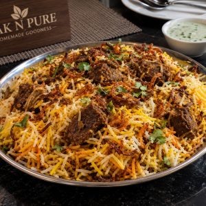 Delicious Beef Mysterious Biryani with tender beef, fragrant basmati rice, and aromatic spices from www.paknpure.com.