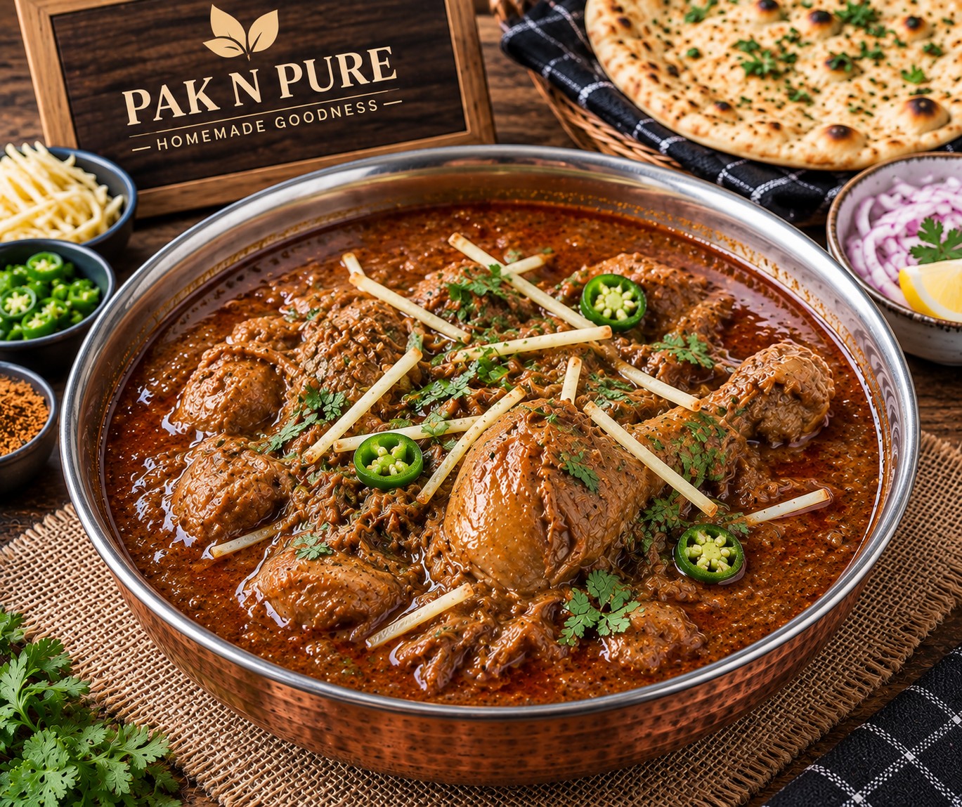 Delicious Chicken Nihari with tender chicken, rich gravy, and aromatic traditional spices from www.paknpure.com.