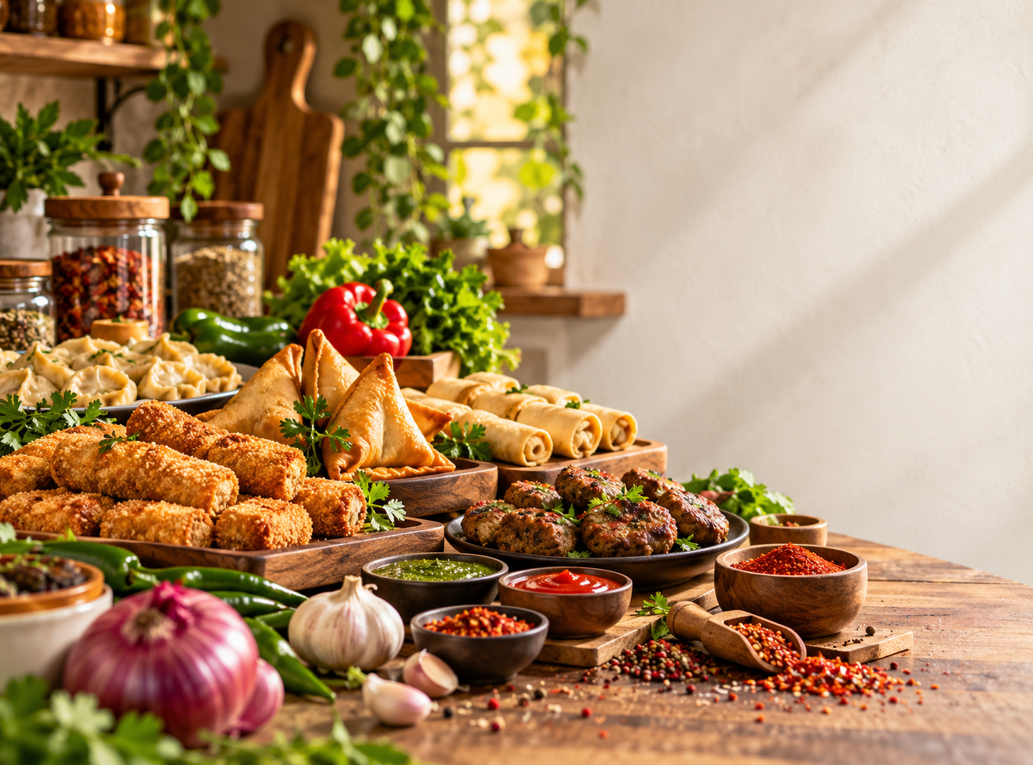 Pak N Pure homemade Pakistani food including samosas, kebabs, rolls, dumplings and traditional snacks