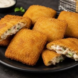 Delicious Creamy Box Patties with a crispy golden pastry coating, premium snack from www.paknpure.com.