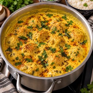 Delicious Punjabi Kari Pakora with gram flour pakoras, creamy yogurt curry, and aromatic spices from www.paknpure.com.