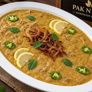 Delicious Shahi Beef Haleem with tender beef, lentils, wheat, and aromatic Pakistani spices from www.paknpure.com.