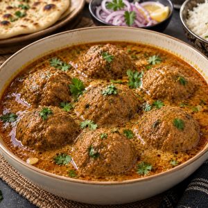 Delicious Shahi Beef Kofta With Curry made with flavorful beef koftas, rich curry, and aromatic Pakistani spices from www.paknpure.com.
