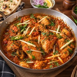 Delicious Special Chicken Karahi with tender chicken, fresh tomatoes, ginger, garlic, and aromatic spices from www.paknpure.com.