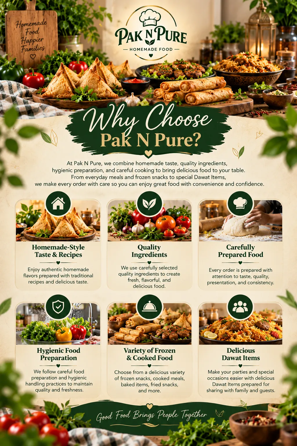 Why choose Pak N Pure homemade food with quality ingredients, hygienic preparation and Dawat Items